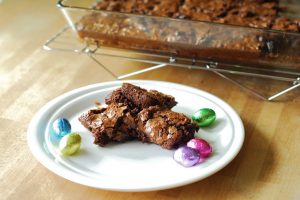 Leftover Easter Candy Brownies from A Duck's Oven. Bake all that candy into brownies then pass out to lucky coworkers and friends! Works just as well for Halloween!