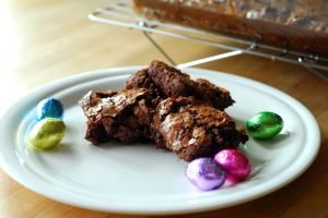 Leftover Easter Candy Brownies from A Duck's Oven. Bake all that candy into brownies then pass out to lucky coworkers and friends! Works just as well for Halloween!