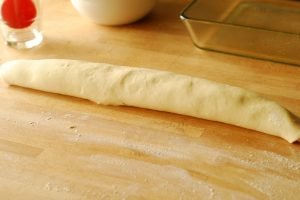 Yeast cinnamon roll dough rolled up 