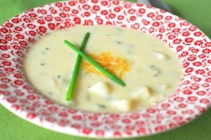 Healthified Baked Potato Soup from A Duck's Oven. A hearty, creamy baked potato soup lightened up with a few secret ingredients!
