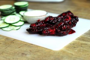 Blackberry Chipotle Hot Wings from A Duck's Oven. A twist on the traditional hot wing by using a homemade blackberry chipotle sauce!