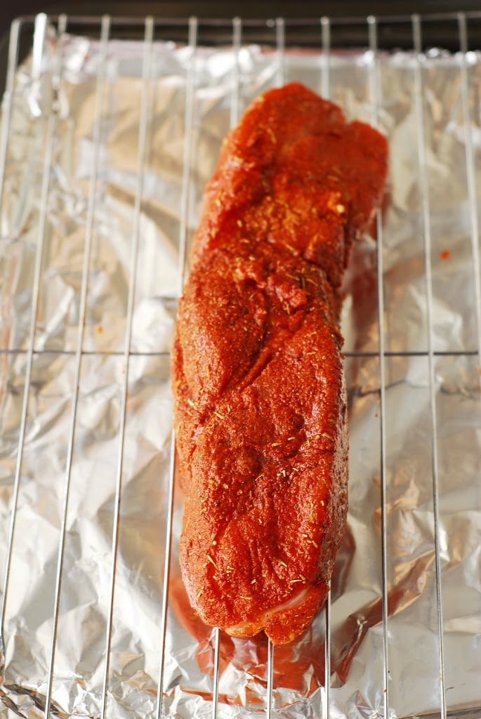 Pork tenderloin rubbed with puled pork rub