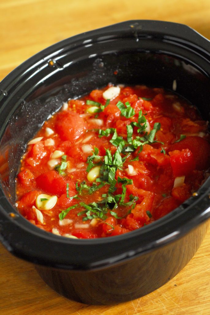 Soup in slow cooker before cooking