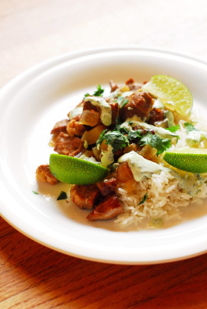 Slow cooker pork stew with apples and lime