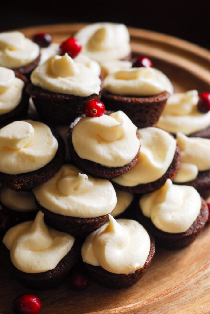 Gingerbread Cupcakes with Eggnog Frosting from A Duck's Oven. These cupcakes are so festive and easy to whip up for Christmas parties!