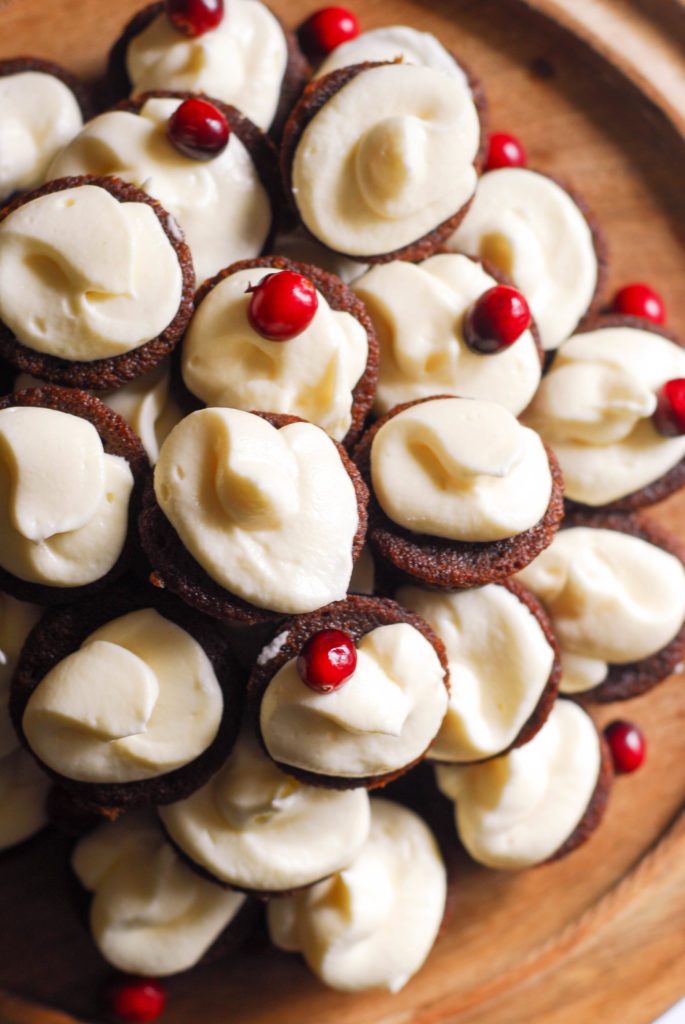 Gingerbread Cupcakes with Eggnog Frosting from A Duck's Oven. These cupcakes are so festive and easy to whip up for Christmas parties!