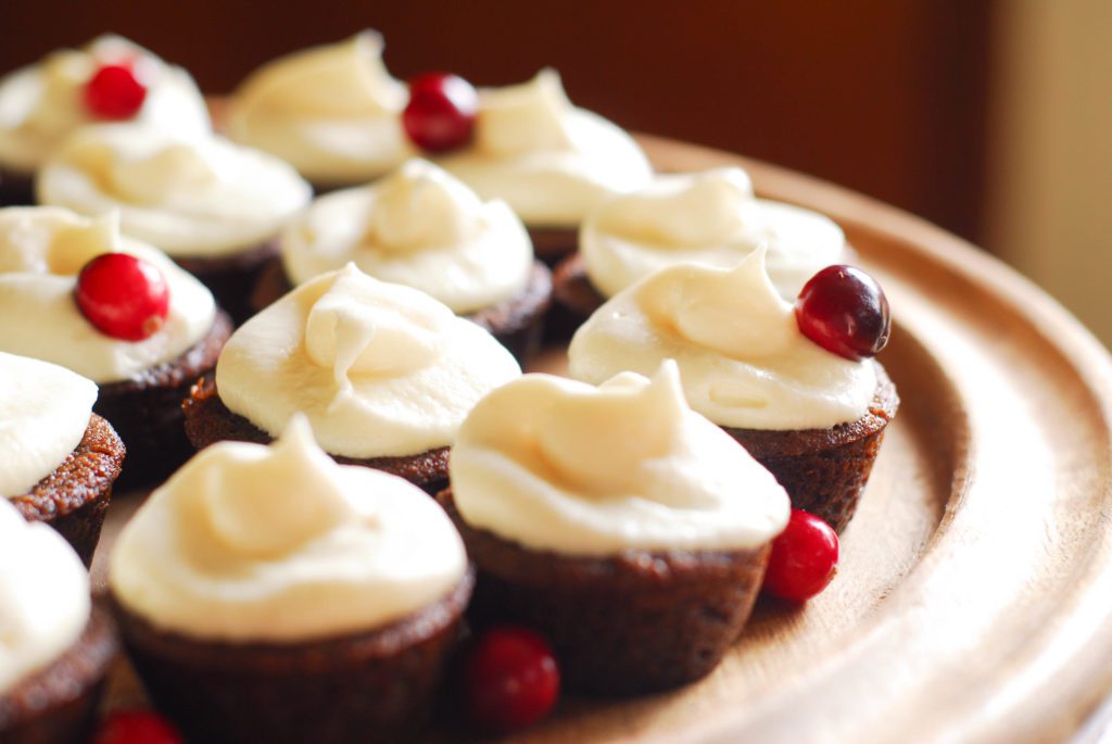 Gingerbread Cupcakes with Eggnog Frosting from A Duck's Oven. These cupcakes are so festive and easy to whip up for Christmas parties!