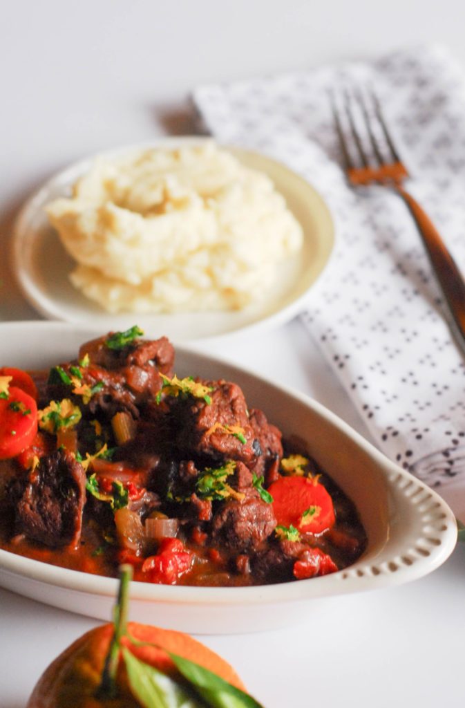 Beef Stew with Orange Gremolata from A Duck's Oven. A simple beef stew made even warmer and brighter thanks to an orange gremolata!