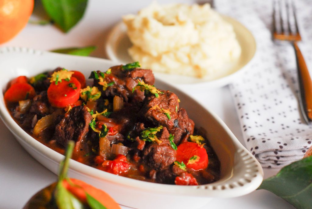 Beef Stew with Orange Gremolata from A Duck's Oven. A simple beef stew made even warmer and brighter thanks to an orange gremolata!