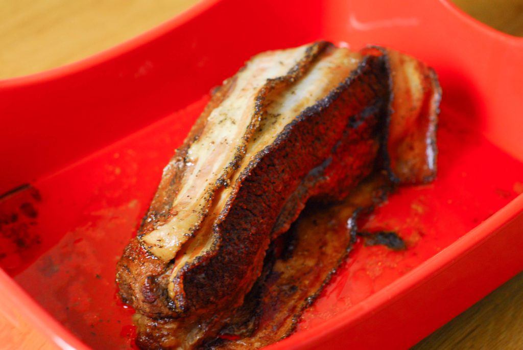 Bacon Wrapped Oven Brisket from A Duck's Oven. Delicious, barbecue brisket cooked right in your oven with plenty of bacon!