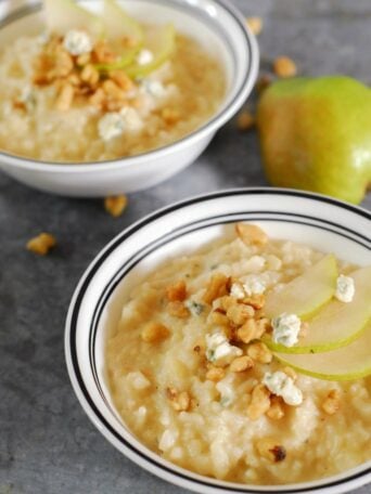Instant Pot Pear Gorgonzola Rose Risotto from A Duck's Oven