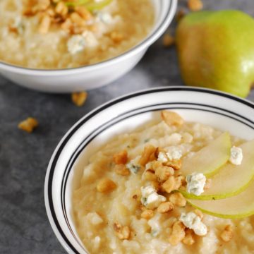 Instant Pot Pear Gorgonzola Rose Risotto from A Duck's Oven