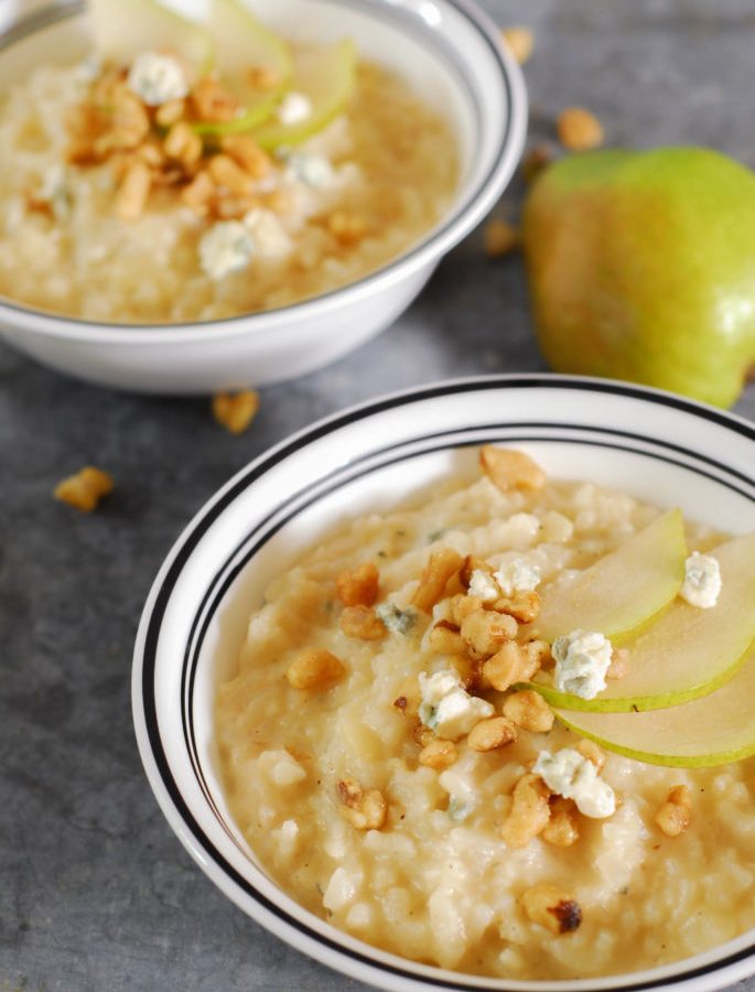 Instant Pot Pear Gorgonzola Rose Risotto from A Duck's Oven