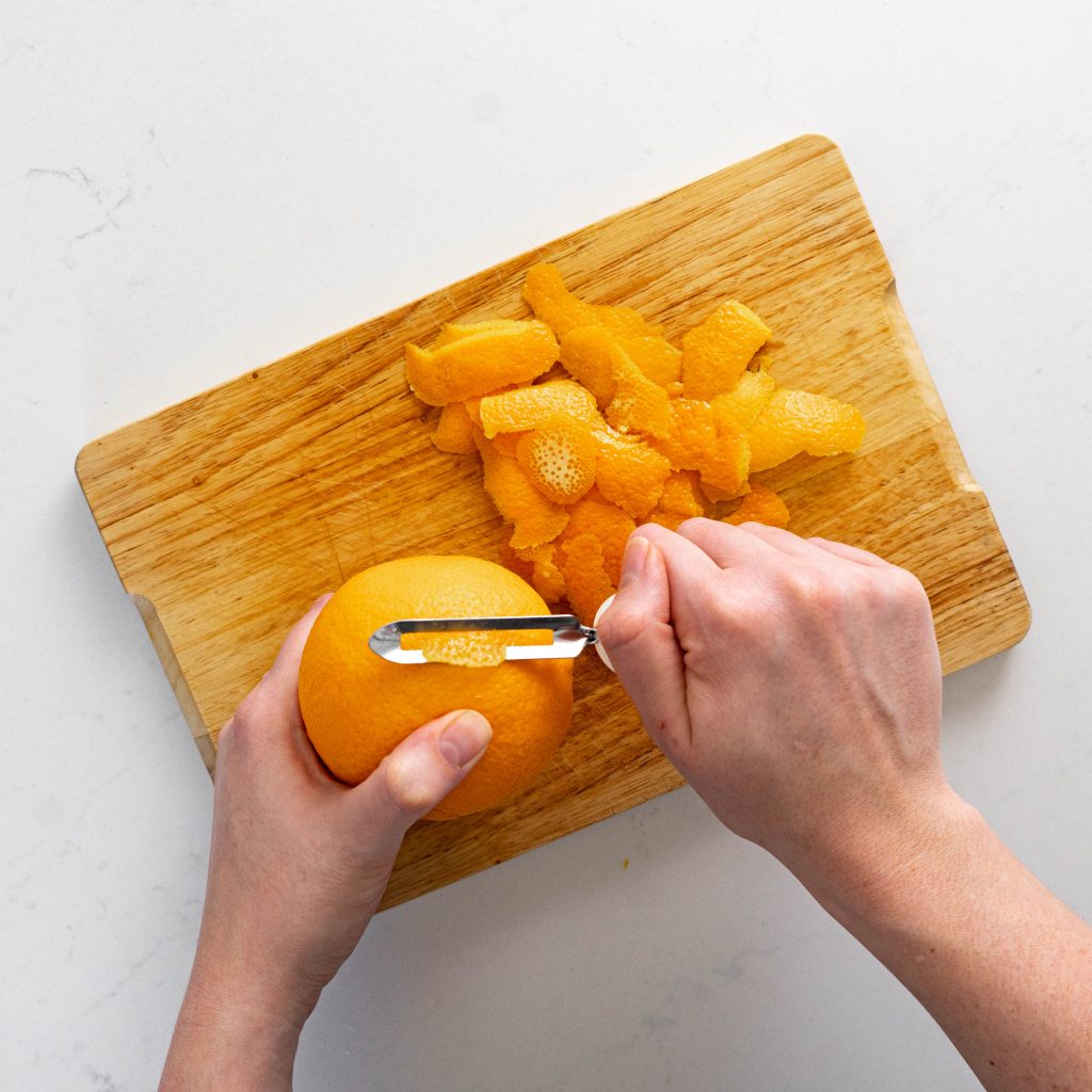 Peeling an orange