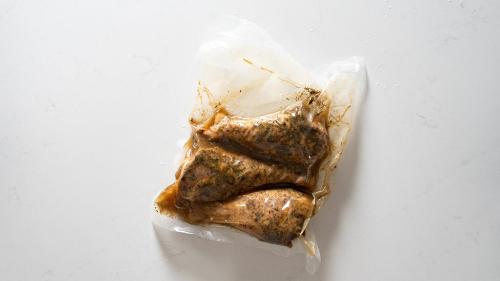 Sous vided turkey legs in vacuum sealed bag